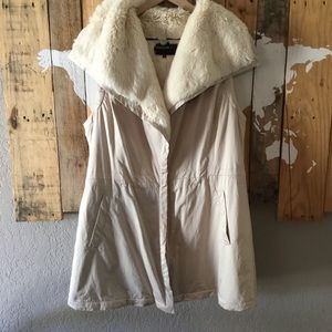Lafayette 148 New York faux fur nylon long vest